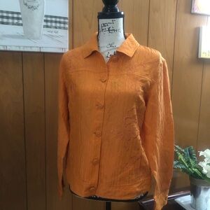 Chico's Orange Long Sleeve Button Down Shirt